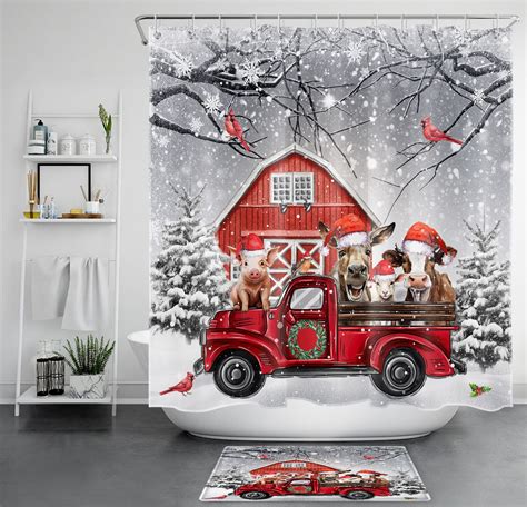 christmas truck shower curtain|farm truck shower curtain.